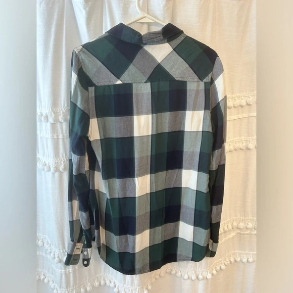 Merona plaid long sleeve button down green and blue size S - Picture 6 of 9